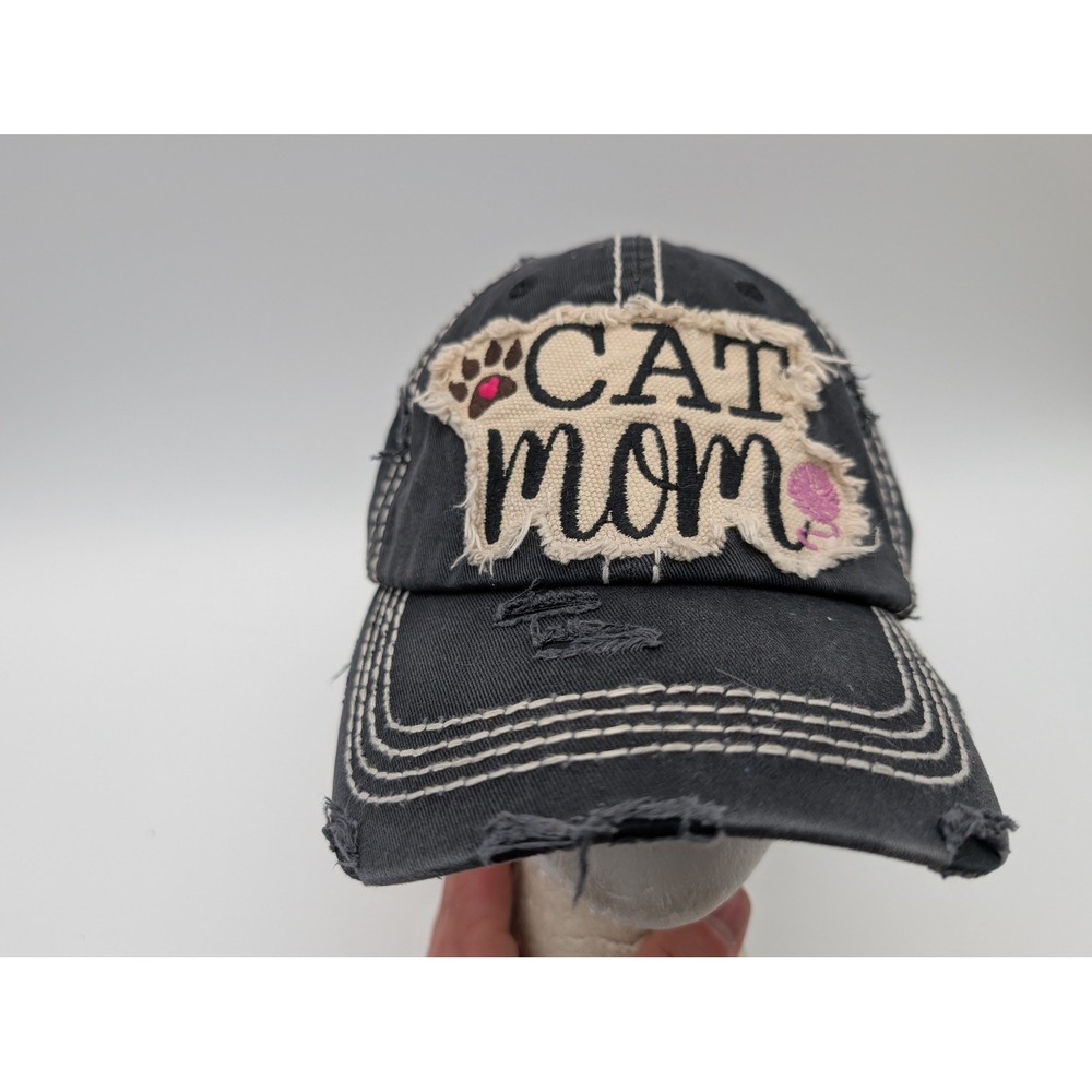 KBETHOS Vintage Cat Mom Distressed Baseball Cap Hat Charcoal Black Adjustable